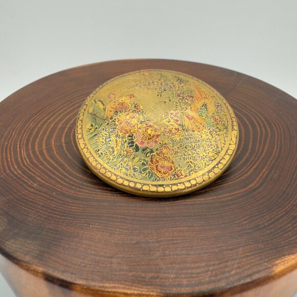 Antique Japanese Satsuma Ceramic Porcelain Hand Painted Brooch Pin Birds Flowers - Picture 4 of 13